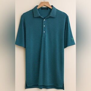 Ralph Lauren RLX Mens Large Shirt Golf Polo Performance Striped Green Blue